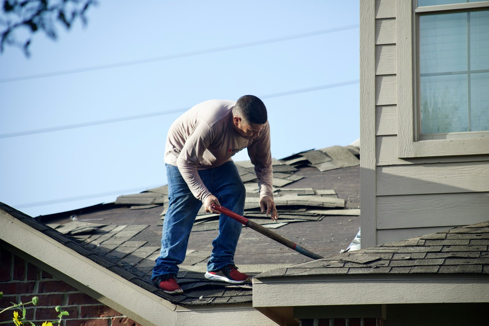 A person working on a roof