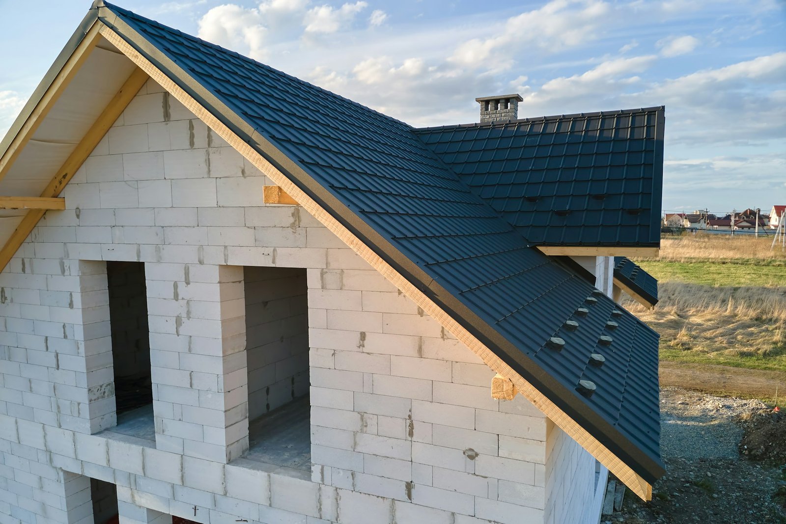 A top view of a house roof