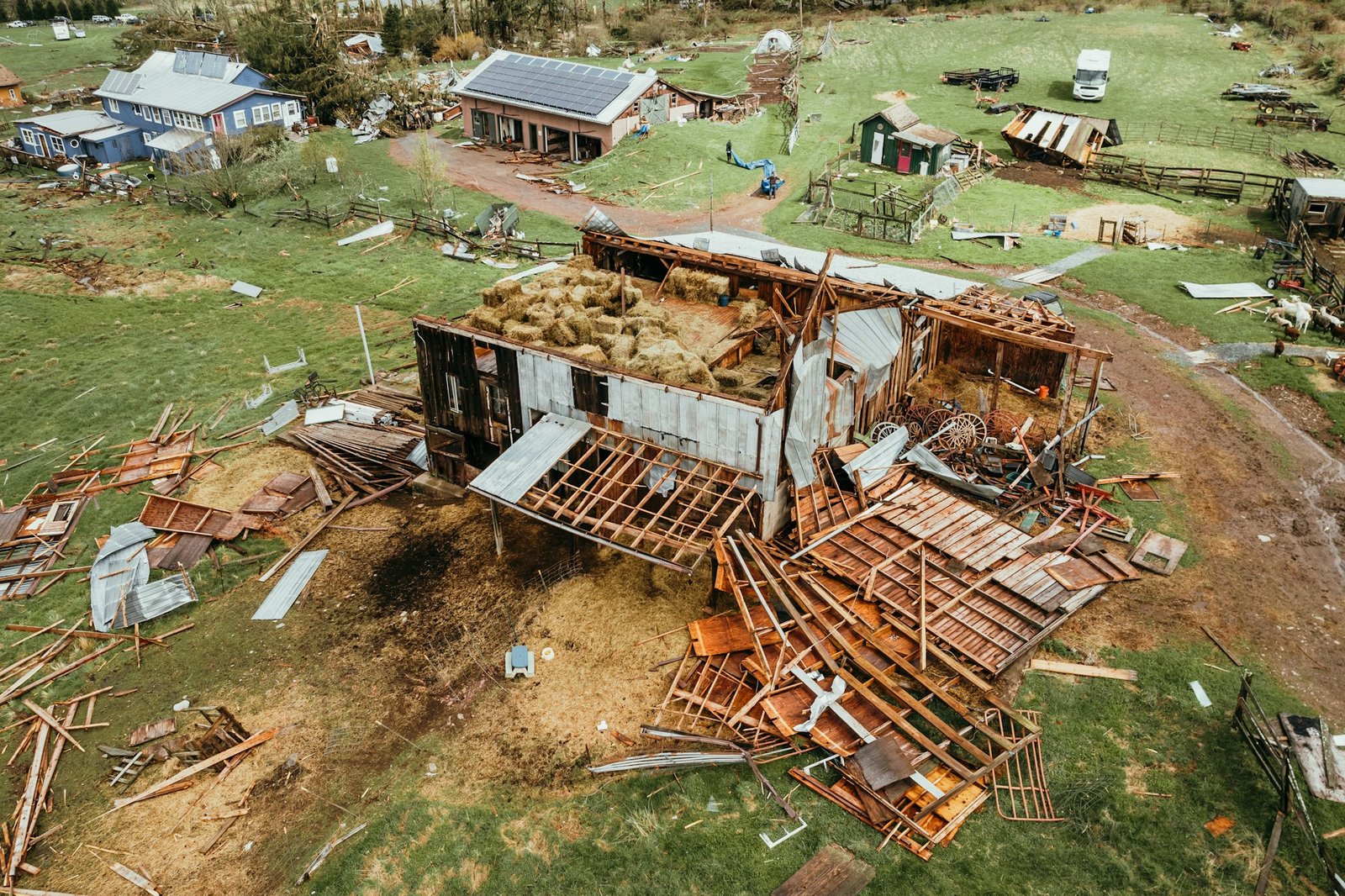 A wreck of a house after a storm